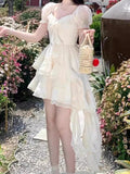 Nukty French Style Irregular Halter Dress Summer Pure Desire Beach Vacation Long Fairy Design Sleeveless Dress Elegant Atmosphere New