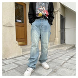 Nukty Male Niche Design Sense Ins Hip Hop Hip Hop Handsome American High Street Denim Pants Loose Straight Leg Casual Pants