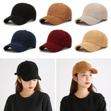 Nukty Autumn Corduroy Baseball Cap Women Men Trendy Vintage Baseball Hat Outdoor Adjustable Hip Hop Sun Hat Fashion Accessories