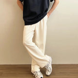 Nukty Black Beige Casual Pants Men Fashion Knitted Pants Men Streetwear Korean Loose Wide Leg Pants Mens Knitting Trousers