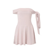 Nukty Elegant Solid High-waist Off Shoulder Mini Dress Y2K Sweet Cute Sleeveless Streetwear Dress Spring Summer New Vestidos