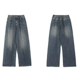 Nukty Summer Men Baggy Denim Jeans Male New Fashion Wash Straight Wide Leg Casual Trousers High Street Hot Sale Loose Trousers