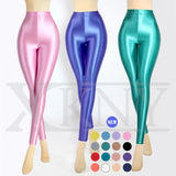 Nukty Satin Glossy Pants High Waist Sport Women Fitness Shiny Yoga Pants Tights Leggings High Elastic Glossy Leggings
