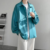 Nukty Korean Fashion Ice Silk Shirts for Men Spring Summer Solid Color Long Sleeve Casual Loose Comfortable Button Up Shirt 5XL-M