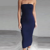 Nukty Sexy Off Shoulder Tube Dress Summer Women Black White Basic Bodycon Sundress Strapless Stretchy Bandage Robe Femme