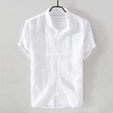 Nukty Men's Spring/summer Thin Linen Shirt Loose-fit Casual Long Sleeve White Top Jacket Cotton Linen Fabric Breathable Comfortable