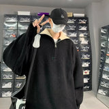 Nukty FALL OUTFITS MEN Autumn Men's Half Zipper Knitted Pullover Sweater Y2K Vintage Casual Knitwear New Stand-up Collar Loose jersey hombre