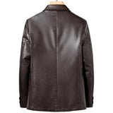 Nukty FALL OUTFITS MEN High Quality Men's Suit Leather Jacket Fashion Leather Coat Autumn and Winter New Casual Small Suit Coat Men Leather Jacket
