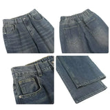 Nukty Summer Men Baggy Denim Jeans Male New Fashion Wash Straight Wide Leg Casual Trousers High Street Hot Sale Loose Trousers