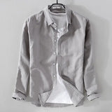 Nukty Men's Spring/summer Thin Linen Shirt Loose-fit Casual Long Sleeve White Top Jacket Cotton Linen Fabric Breathable Comfortable