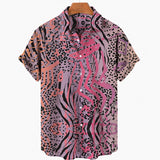 Nukty Short Sleeve Leopard Men's Shirts For Man Clothing Hawaiian Fashion 3D Print Thin Lapel Floral Casual Oversized Imported Camisa