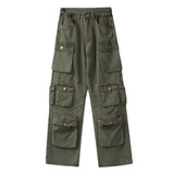 Nukty Spring Cargo pants New Popular Rice White Multi-pockets Overalls Harajuku stays Men Loose Casual Trousers Straight Mopping Pants