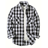 Nukty Men's Shirts Button-Up Classic Plaid Smart Casual Flannel Shirt Long Sleeved Chest Two Pockets Design Spring Autumn Men Tops