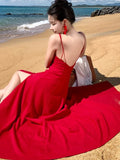Nukty Sexy Pleated Silk Fashionable Slimming Split Dresses Photography Supernatural Desert Open-Back Dress Women Elegant Long New