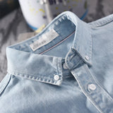 Nukty 100% Cotton Autumn New Long-sleeved Denim Shirt Men Fashion Casual High Street Male Clothes Top Classic Light Blue Black Gray
