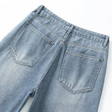 Nukty Spring Summer New Jeans Male Casual Wide Leg Wash Fashion Baggy Denim Trousers Straight Leg Vintage Solid Color Pants