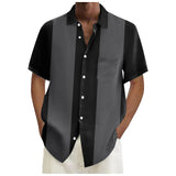 Nukty men summer outfits Male Pocket Regular-Fit Button-Down Work Man Shirt Mens Vintage Bowling Shirts 1950s Casual Short Sleeve гавайская рубашка