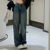 Nukty Vintage Wide Leg Cargo Jeans Women Autumn High Waist Bagge Pants Woman Y2K Streetwear Loose Denim Trousers Female
