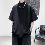 Nukty Men Tshirt Solid Streetwear Turtleneck Hip Hop Male Oversized T shirts Man Casual Short Sleeve Top Tees Black/White/Purple