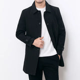 Nukty Spring Autumn Men Long Coat Windbreaker Casual Loose Design Solid Color Trench Men Fashion Korean Style Mens Jackets Outerwear