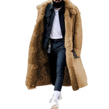 Nukty Winter Men's Overcoat Faux Fur Long Windbreaker Luxury Thicken Long Sleeves Pockets Warm Coat Midi Length Buttons Outdoor Coat