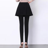 Nukty Women Pleated Skirts Leggings Thickened Plush Winter Warm Pants Thermal Tight Trousers Leggins Pantalones Streetwear 4XL