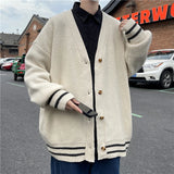 Nukty British Retro Cardigan Sweater New Korean Harajuku Academic Knitted Sweater Pullover Hip Hop Streetwear Loose Knitwear Tops