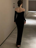Nukty Sexy Bodycon Long Dresses for Women Autumn Evening Party Prom Robe Wedding Velvet Dress Lace Patchwork Slash Neck Slim Vestidos