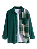 Nukty Shirt for Men Two Tone Spliced Plaid Long Sleeves Blouse Fall Spring Streetwear Shirts Casual Unisex Shacket Tops Z5036870