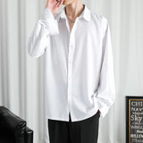 Nukty Shirt Men Solid  Long sleeved Shirt For Men Korean Fashion Shirts Comfortable Blouses Casual Loose Classic Single Breasted Shirt