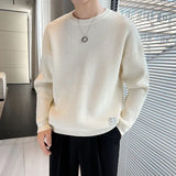Nukty Korean New Autumn And Winter Sweaters Men's O-Neck Solid Button Trend Fashion Casual Loose Long Sleeve Knitted Pullovers Tops