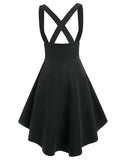 Nukty Lace Up Layered High Low Suspender Skirt Casual Streetwear Women Mid-Calf Skirts Mock Button Y2K Basic Under Dress Female Girl