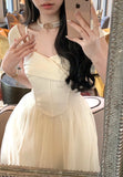 Nukty Elegant Sweet Lace Formal Prom Dresses Women Summer Wedding Party Bridesmaid Clothes Korean Style Evening Midi Dress Female