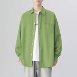 Nukty 6 Colors Men's Baggy Long Sleeve Shirt Fashion Korean Lapel Coat Tops Youth Casual Classic Simple Male Clothes Trendy Brand