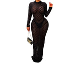Nukty Turtleneck Skinny Women Dresses Sexy Skirt Long Sleeve Bodycon Sexy Streetwear Party Club Hollow out Long Dress