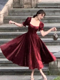 Nukty French Elegant White Wedding Party Dress Women Vintage Burgundy Romantic Prom Vestidos Summer Korean A-line Graduation Dresses