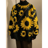 Nukty Winter Sunflower Warm Sweaters Male O-Neck Pullovers Sweater for Men Loose Casual Sweater Oversize Thick Knitted Couple Unisex