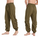 Nukty Adult Men Pirate Pants Vintage Medieval Renaissance Lounge Costume Loose Pants Viking Black Brown Trouser
