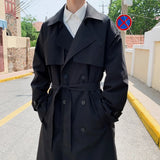 Nukty Korean style Spring Trench Coat Male Streetwear Windbreaker Trenchcoat Men Solid Business Casual Loose Long Overcoat