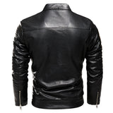 Nukty Winter Black Leather Jacket Men Fur Lined Warm Motorcycle Jacket Slim Street Fashion BLack Biker Coat Pleated Design Zipper