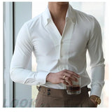 Nukty Men's Italian Collar Shirt, Wrinkle-free, Casual, Fashionable, Slim-fit with A Lapel Design, Branded Clothing, Youth, New