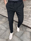 Nukty Men's Drawstring Sweatpants Fashion Crease Details Street Style Elastic Waist Head Jogger Daily Casual Pants Light Business