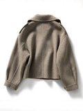 Nukty Women's Coat Woolen Blends Long Sleeve Autumn Short Coats Office Lady Turn-down Collar Thick Loose Winter Jackets for Women