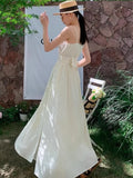 Nukty Elegant French Luxury Long Woman Dress Gentle V-Neck Slim Wasit Loose High-End Fashion Dresses Vacation Travel Summer 2025