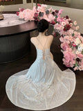 Nukty Elegant Backless V-Neck Split Party Dress Sexy Slim Luxury Gown Evening Dresses Fashion Robe Birthday Party Autumn Spring New