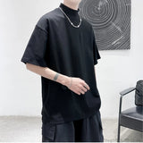 Nukty Men Tshirt Solid Streetwear Turtleneck Hip Hop Male Oversized T shirts Man Casual Short Sleeve Top Tees Black/White/Purple