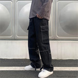 Nukty Wide Leg Jeans Men loose Hip Hop Casual Men's Straight Baggy Denim Pants Streetwear Skateboard Pant Neutral Trousers Plus Size
