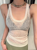 Nukty Pure Desire Micro Transparent Lace Strap Vest Women's Spring New Thin Style Sexy Look Thin Spicy Girl Top