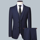Nukty Men's Solid Color Business Suit High Quality Fashion Banquet Wedding Trend Groom Best Man Single 3/2/1