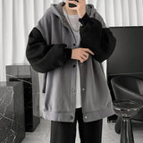 Nukty Korean Style  Stylish Ribbed Cuff Hood Jacket Super Soft Unisex Jacket Single Breasted   for Dating